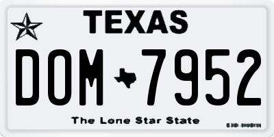 TX license plate DOM7952