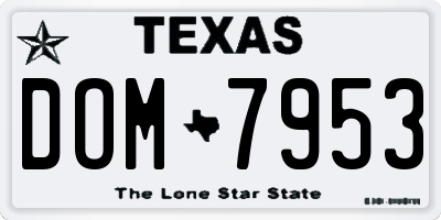 TX license plate DOM7953
