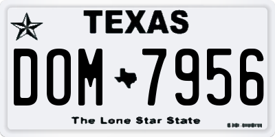 TX license plate DOM7956