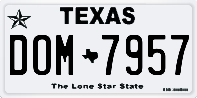TX license plate DOM7957