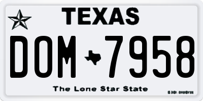 TX license plate DOM7958