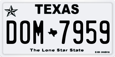 TX license plate DOM7959
