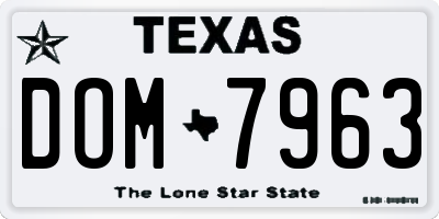 TX license plate DOM7963