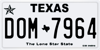 TX license plate DOM7964
