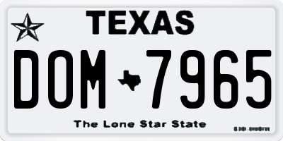 TX license plate DOM7965