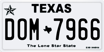 TX license plate DOM7966