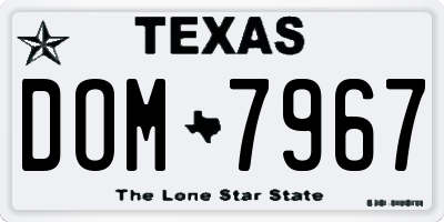TX license plate DOM7967