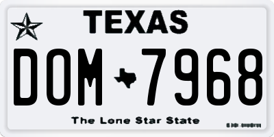 TX license plate DOM7968