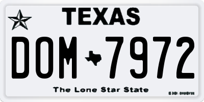 TX license plate DOM7972