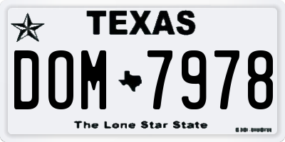 TX license plate DOM7978