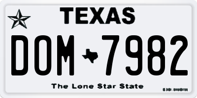 TX license plate DOM7982