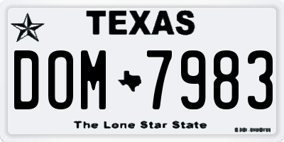 TX license plate DOM7983