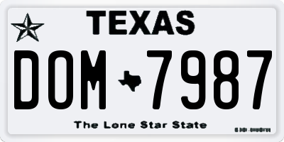 TX license plate DOM7987