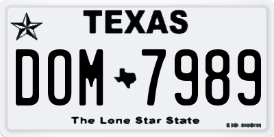 TX license plate DOM7989