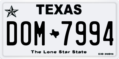 TX license plate DOM7994