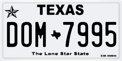 TX license plate DOM7995