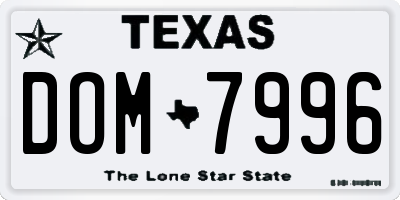 TX license plate DOM7996