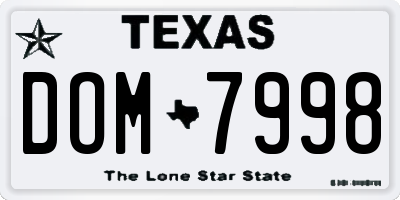 TX license plate DOM7998