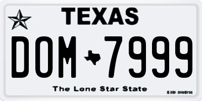 TX license plate DOM7999
