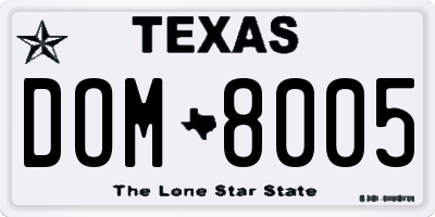 TX license plate DOM8005