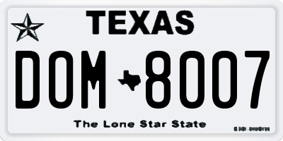 TX license plate DOM8007