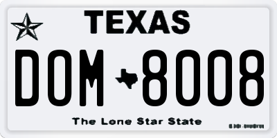 TX license plate DOM8008