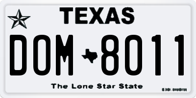 TX license plate DOM8011