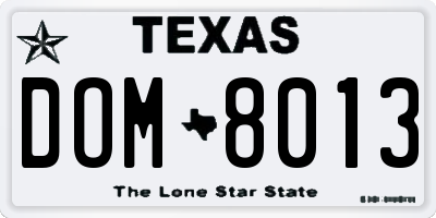 TX license plate DOM8013