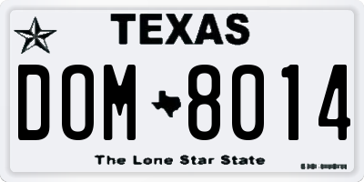 TX license plate DOM8014