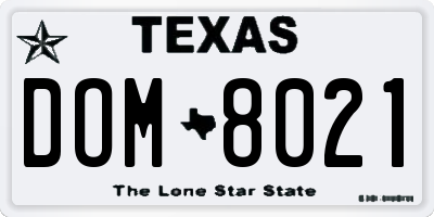 TX license plate DOM8021