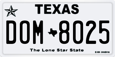 TX license plate DOM8025