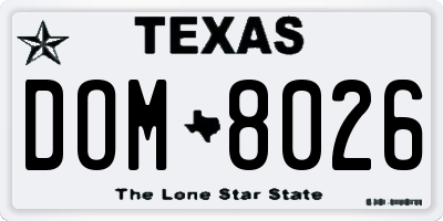 TX license plate DOM8026