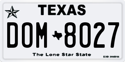 TX license plate DOM8027