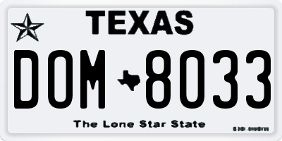 TX license plate DOM8033