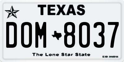 TX license plate DOM8037