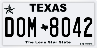 TX license plate DOM8042