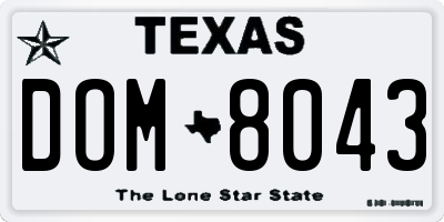 TX license plate DOM8043