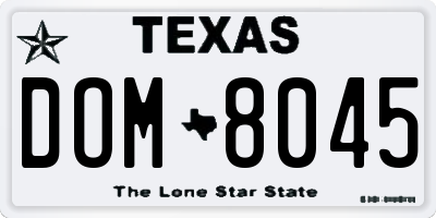 TX license plate DOM8045