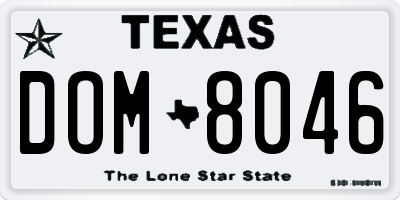 TX license plate DOM8046