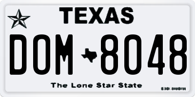 TX license plate DOM8048