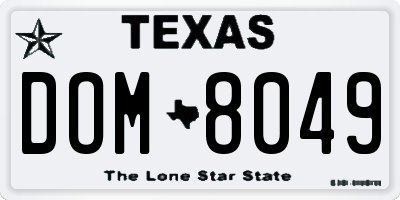 TX license plate DOM8049