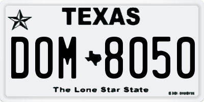 TX license plate DOM8050