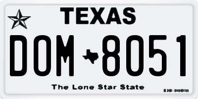 TX license plate DOM8051