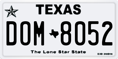 TX license plate DOM8052