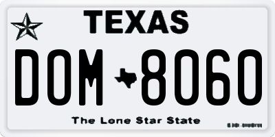 TX license plate DOM8060