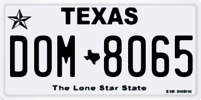 TX license plate DOM8065