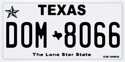 TX license plate DOM8066