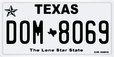 TX license plate DOM8069