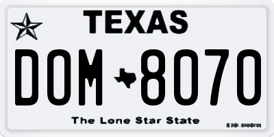 TX license plate DOM8070