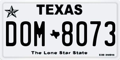 TX license plate DOM8073